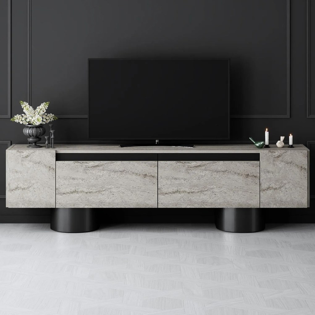 TV szekrény Bohem - Travertine, Black