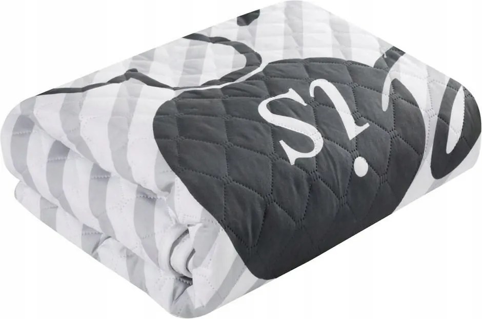 Ágytakaró 170x210 home is heart ház szív fehér ezüst acél csíkos