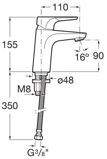 Roca A5A3290C00 - Atlas mosdócsap 15,5 cm, fényes króm kivitel