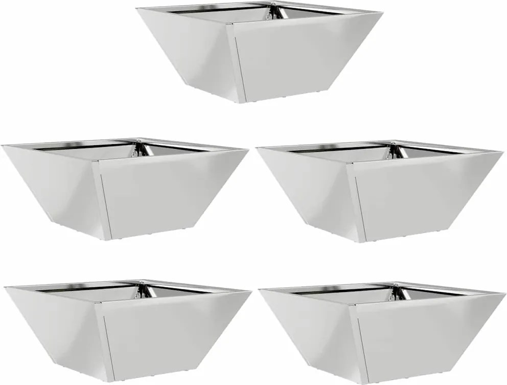 vidaXL Kerti cserép 5 pcs Ezüst 35 x 35 x 15 cm Horganyzott acél