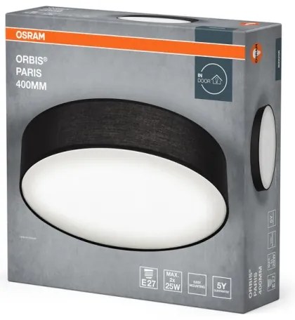 Osram - ORBIS PARIS mennyezeti lámpatest 2xE27/25W/230V, átmérő 40 cm, fekete