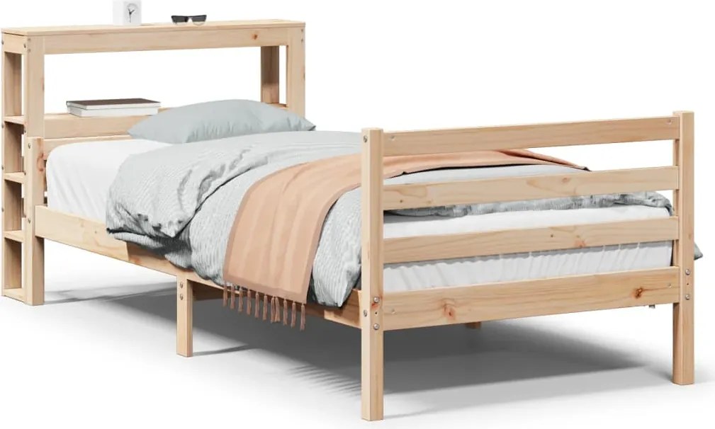 vidaXL tömör fenyőfa ágykeret fejtámlával 90 x 200 cm