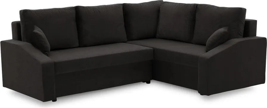 Grande Plus sarokkanapé, jobboldali, szövet anyag, fekete