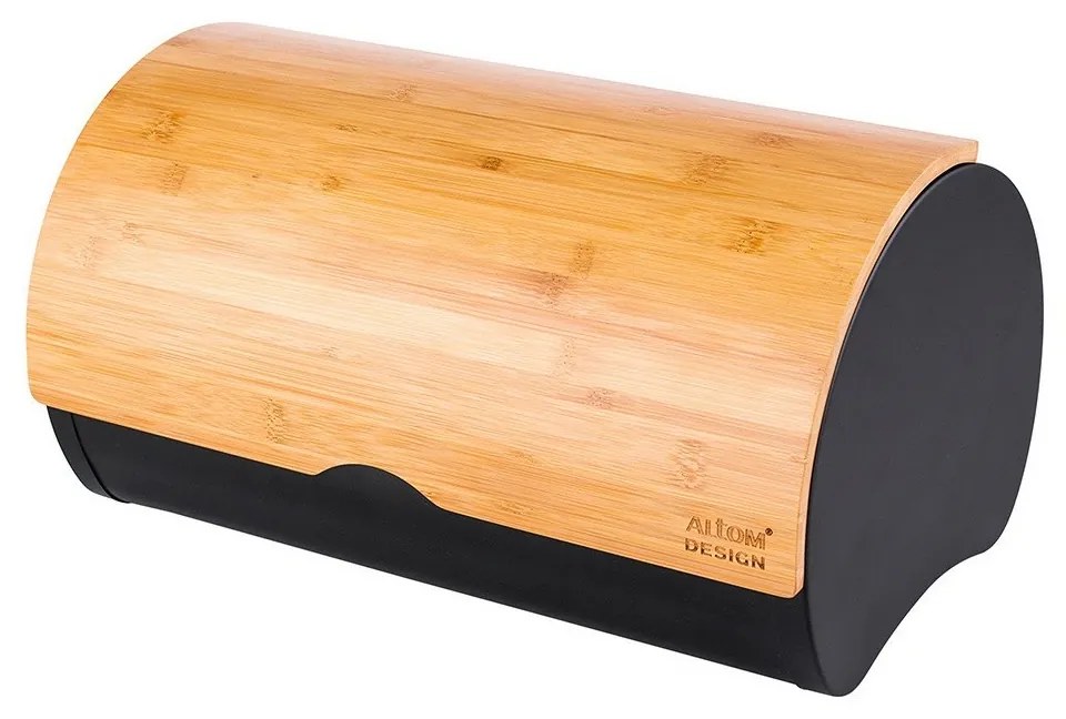 Altom Kenyértartó bambusz fedővel 37,7 x 24,3 x 20,4 cm, fekete
