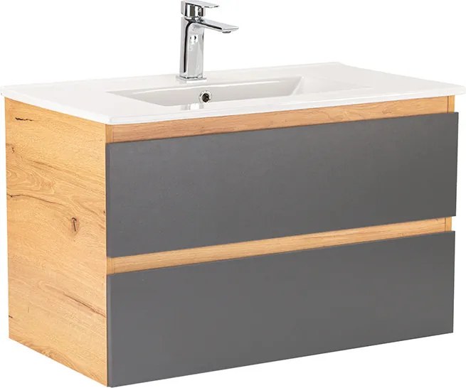 Vario Forte 80 alsó szekrény mosdóval tölgy-antracit