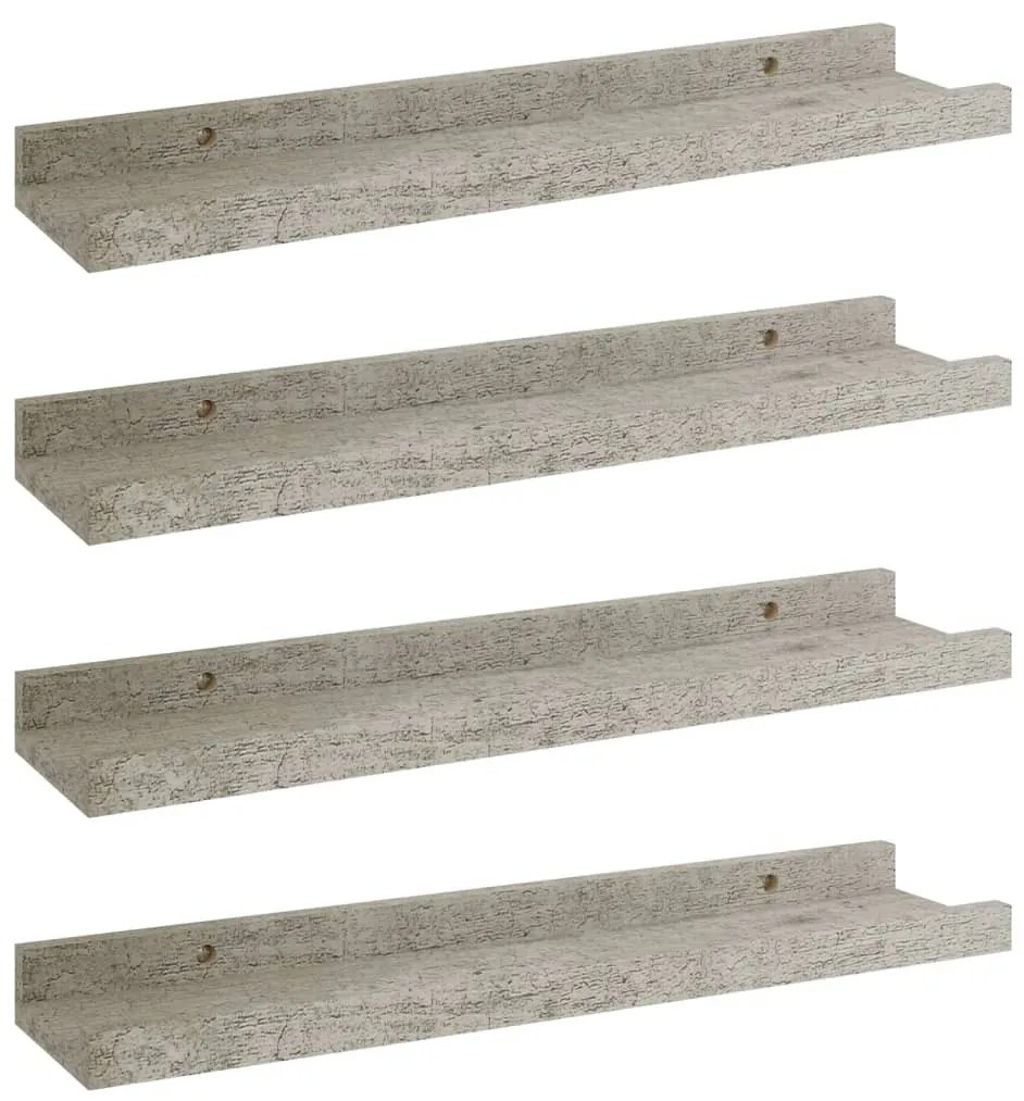4 db betonszürke fali polc 40 x 9 x 3 cm