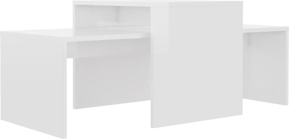 vidaXL magasfényű fehér szerelt fa dohányzóasztal szett 100x48x40 cm