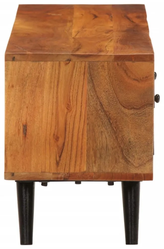 tömör akácfa és fém TV-szekrény ajtókkal 112 x 30 x 40 cm