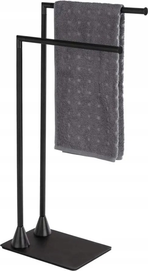 Fürdőszobai Törölközőtartó Állvány Fekete 2 Vállas