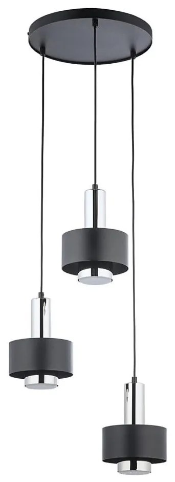Csillár zsinóron RIF LUX 3xGX53/12W/230V átm. 38 cm fekete/fényezett króm