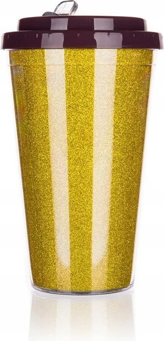 Utazó bögre Glitters arany csillámos 500 ml