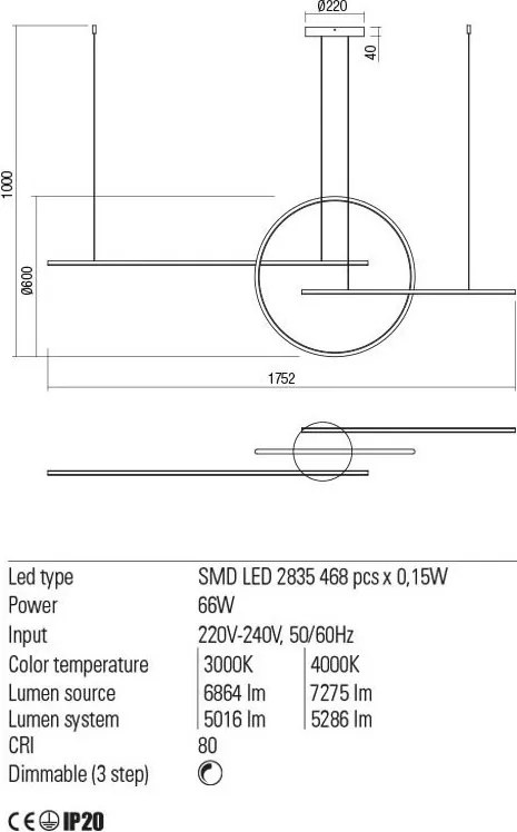 REDO 01-1850 GIOTTO Modern Led Függesztett Lámpa LED IP20