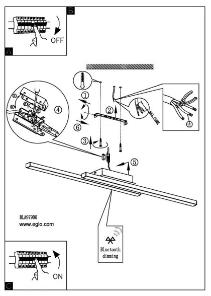 Eglo 97906 - FRAIOLI-C LED RGB fényerőszabályozható felületre szerelhető csillár, 34W LED, 230V