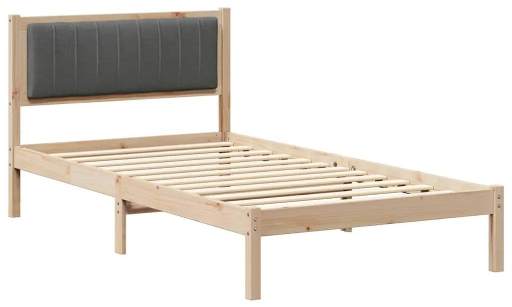 Ágykeret Kárpitozott Fejtámlával Sötétszürke 100 x 200 cm