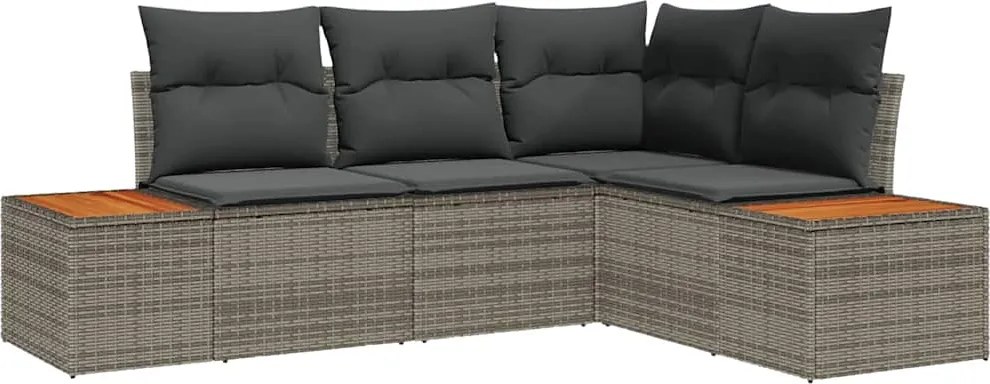 vidaXL Kerti Kanapé Szett párnával tárolóval 4 pcs Szürke Polyrattan