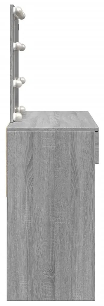 szürke sonoma színű fésülködőasztal LED-del 100 x 40 x 130 cm