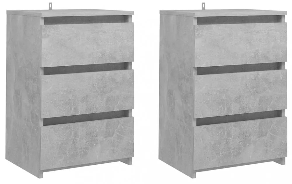 2 db betonszürke szerelt fa éjjeliszekrény 40 x 35 x 62,5 cm