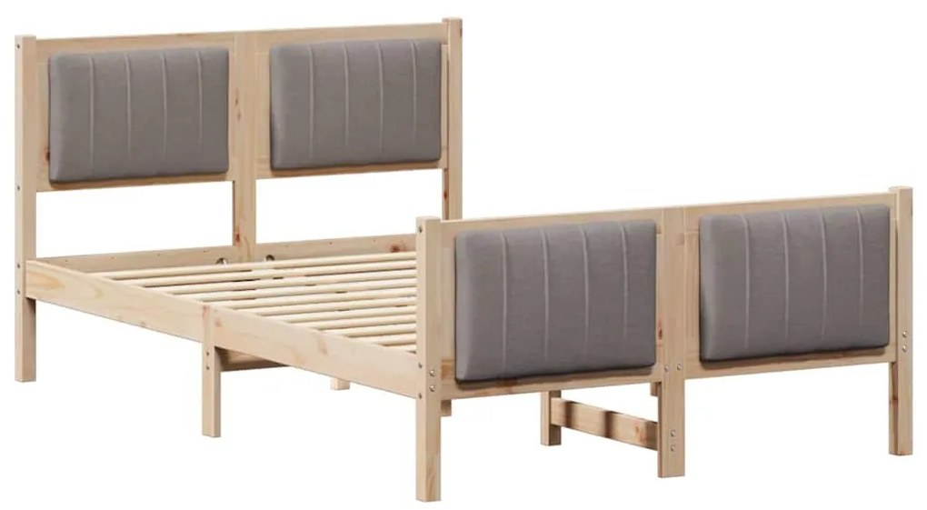 Ágykeret fejtámlával Barna és taupe 120 x 200 cm Tömör fenyőfa