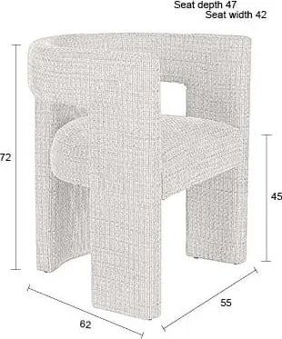 Krémszínű kárpitozott karfás étkezőfotel Medina – Dutchbone