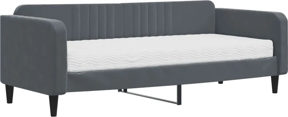 vidaXL sötétszürke bársony heverő matraccal 90 x 200 cm