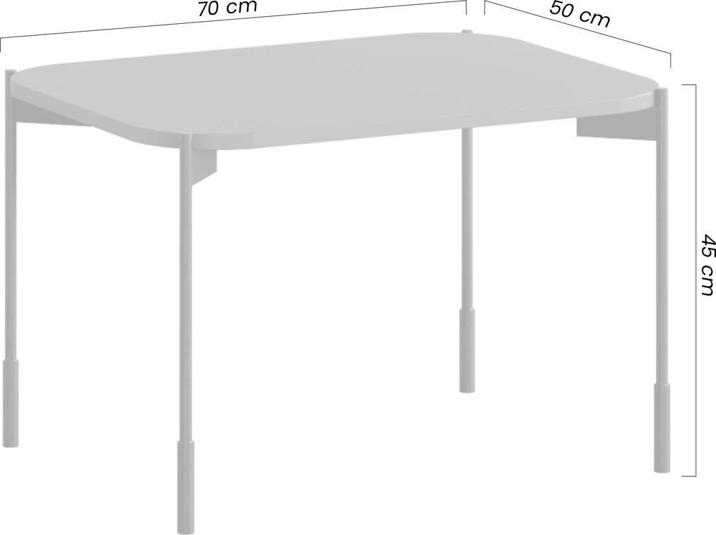 Sonatia dohányzóasztal 70 cm téglalap alakú fém lábakkal - kasmír