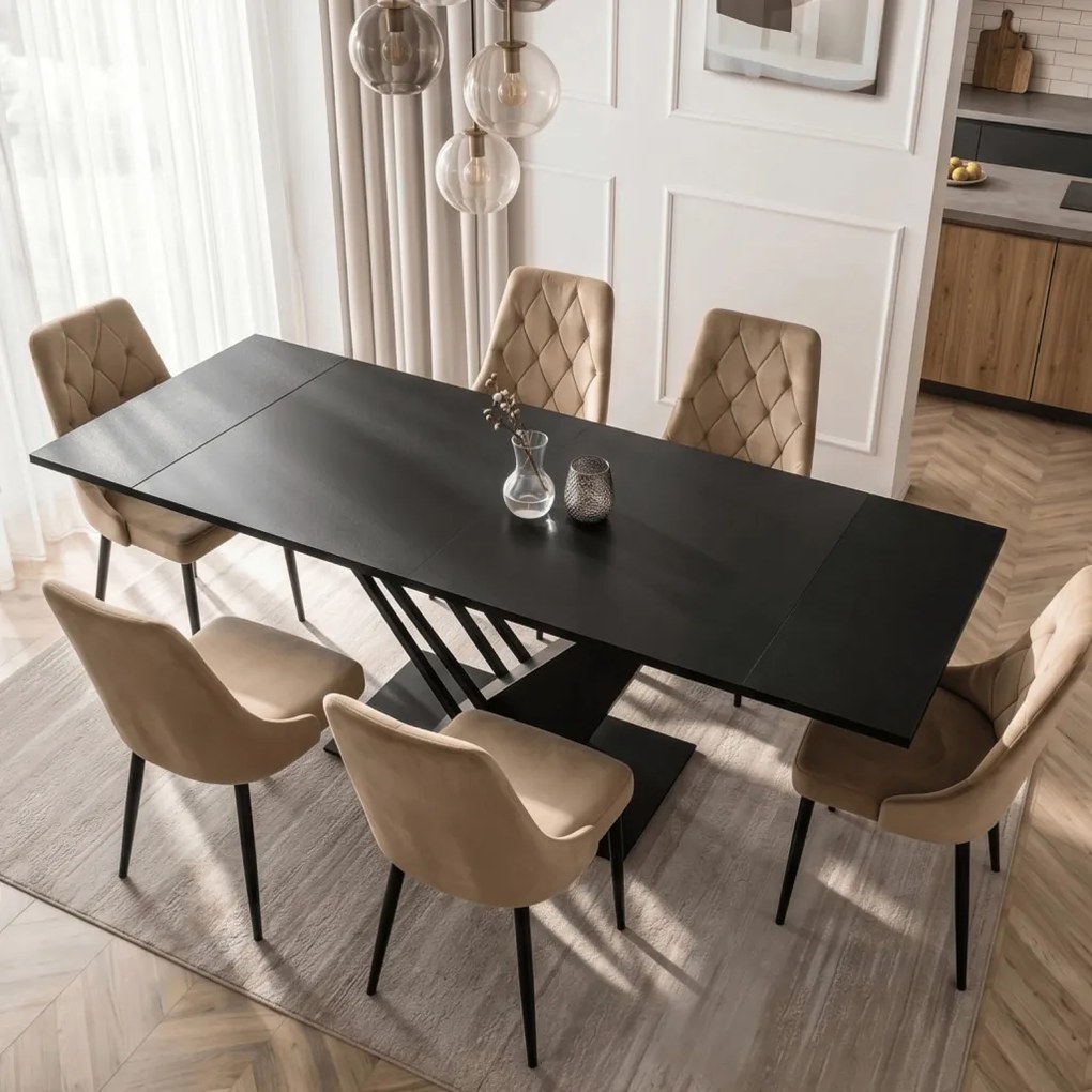 Étkezőasztal REX bővíthető 160–220 cm MDF fekete