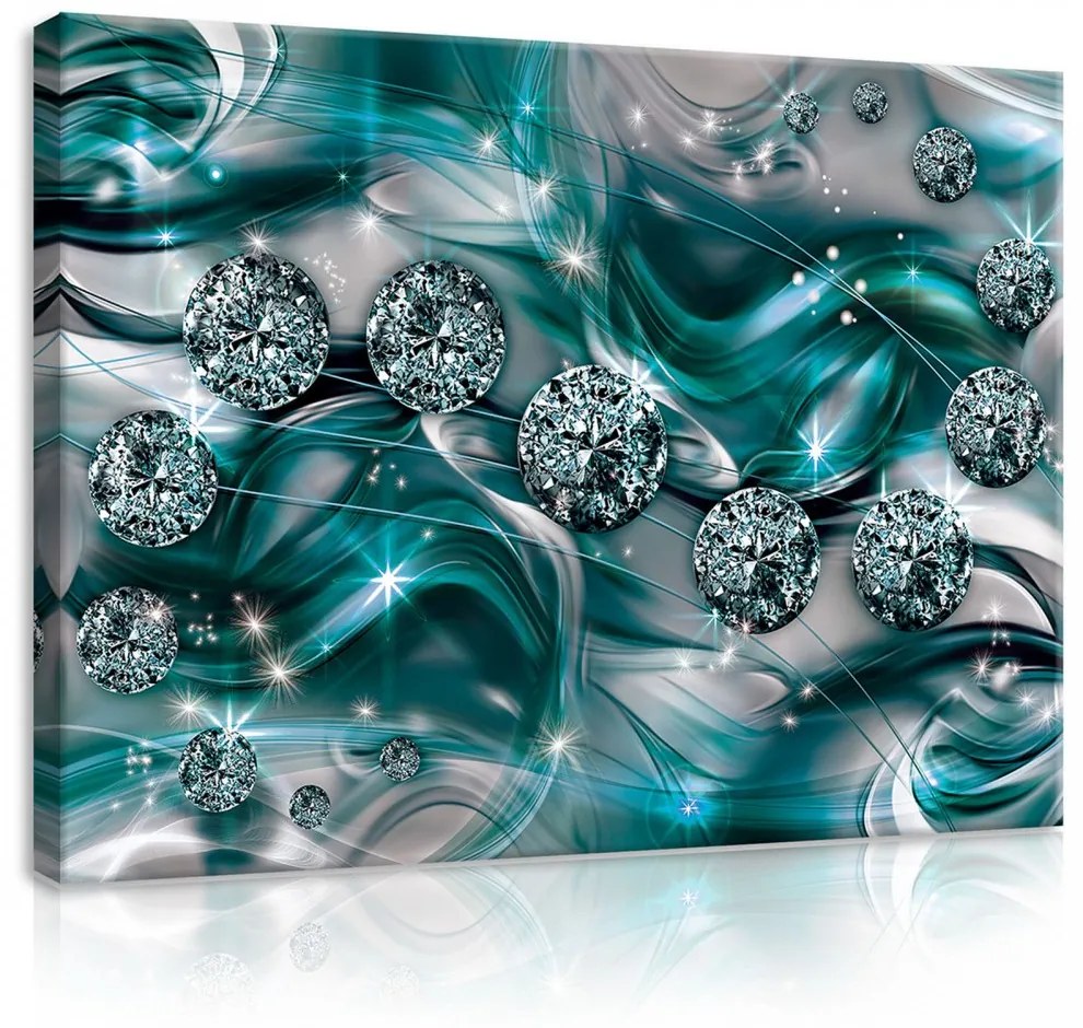 Vászonkép, Kék gyöngyös absztrakt, 100x75 cm méretben