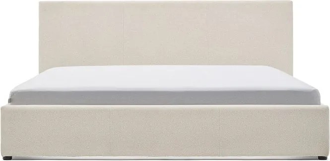 Bézs kárpitozott ágyneműtartós franciaágy ágyráccsal 180x200 cm Nahiri – Kave Home