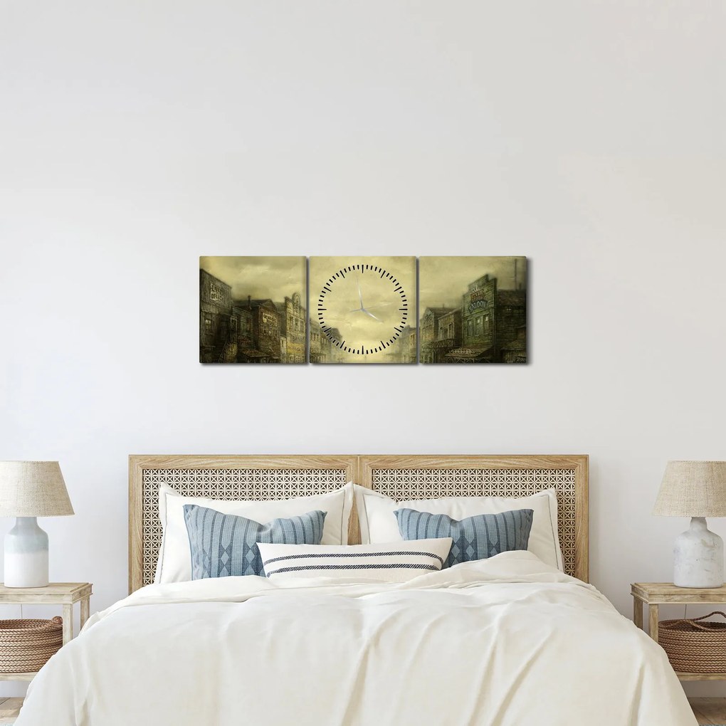 Egy nyugati város képe (órával) (90x30 cm)