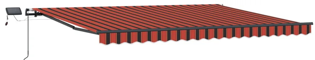 Manuális Behúzható Napellenző LED-del Narancs és Barna 400x300 cm