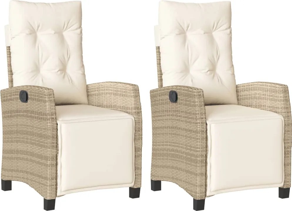 vidaXL 2 db bézs polyrattan dönthető kerti szék lábtartóval