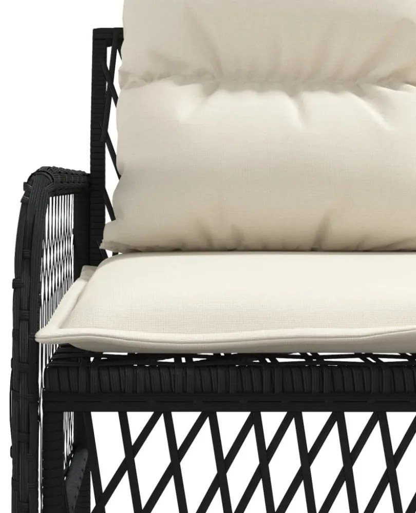 2 részes fekete polyrattan kerti ülőgarnitúra párnával