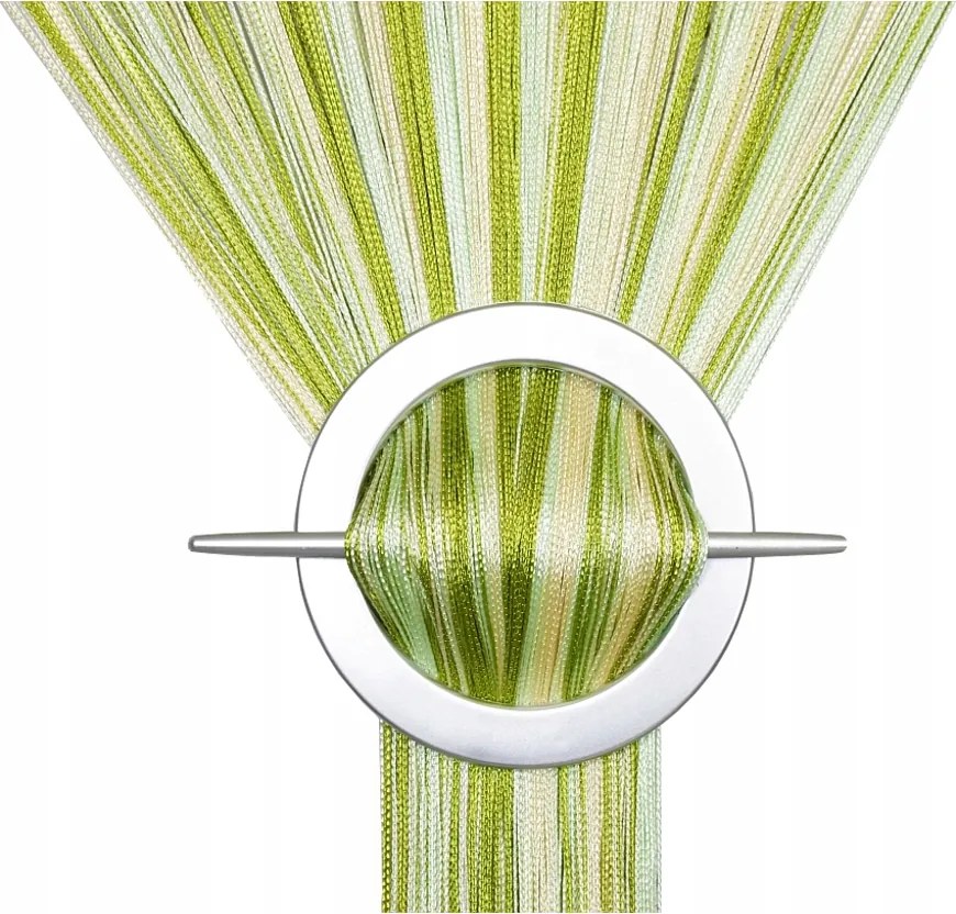 Függöny Spagetti Függöny 100x180 magasság Spagetti zöld szeledin vanília