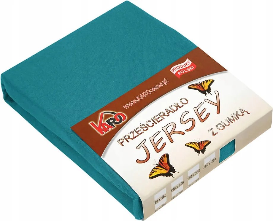 Gumis jersey lepedő 160x220 türkiz tengeri Karo