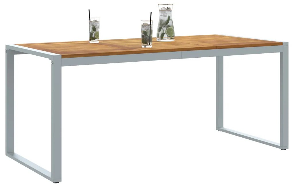 Kültéri Étkezőasztal Szürke 180x90x75 cm Acél és Tömör Akác Fa