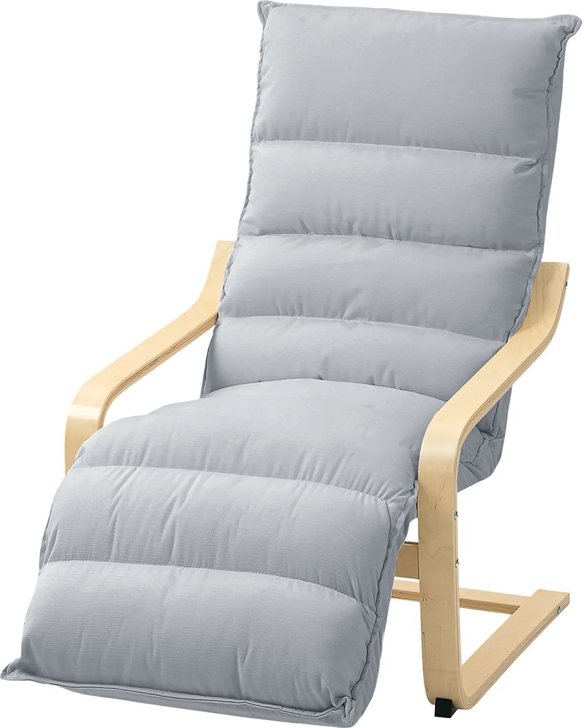 HOMCOM Relaxációs Fotel, párnázott Lounge Szék állítható Lábpihentetővel, Velúrszerű Kárpitozás a Nappaliba, Ringató Szék Karfával, Olvasószék Világos