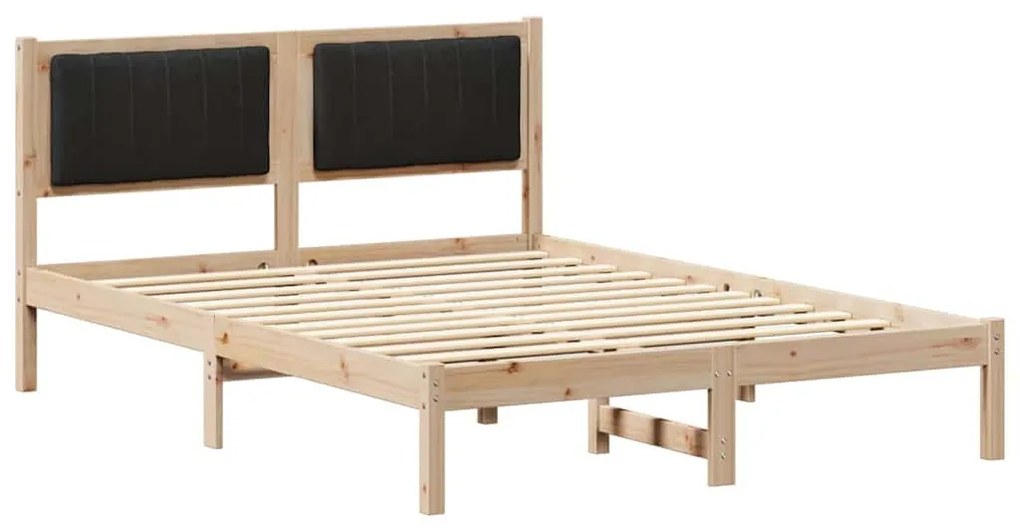 Ágykeret Kárpitozott Fejtámlával Fekete 135 x 190 cm