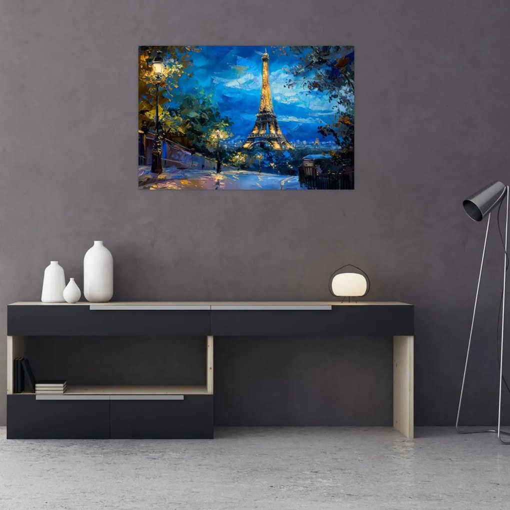 Kép - Olajfestmény az Eiffel-toronyról (90x60 cm)