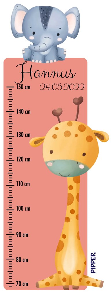 PIPPER. Textil falmatrica "Gyermek magasságmérő névvel - Szafari 2"