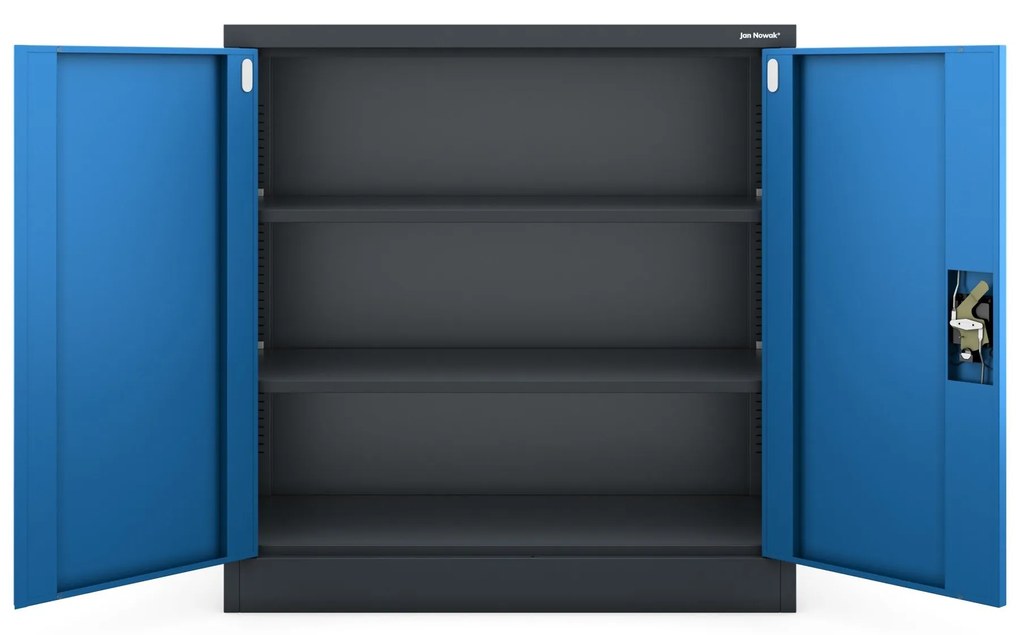 Alacsony fém irattartó szekrény BEATA, 900 x 930 x 400 mm, antracit-kék