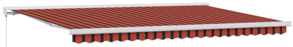 Manuális behúzható napellenző narancssárga és barna, 500x300 cm