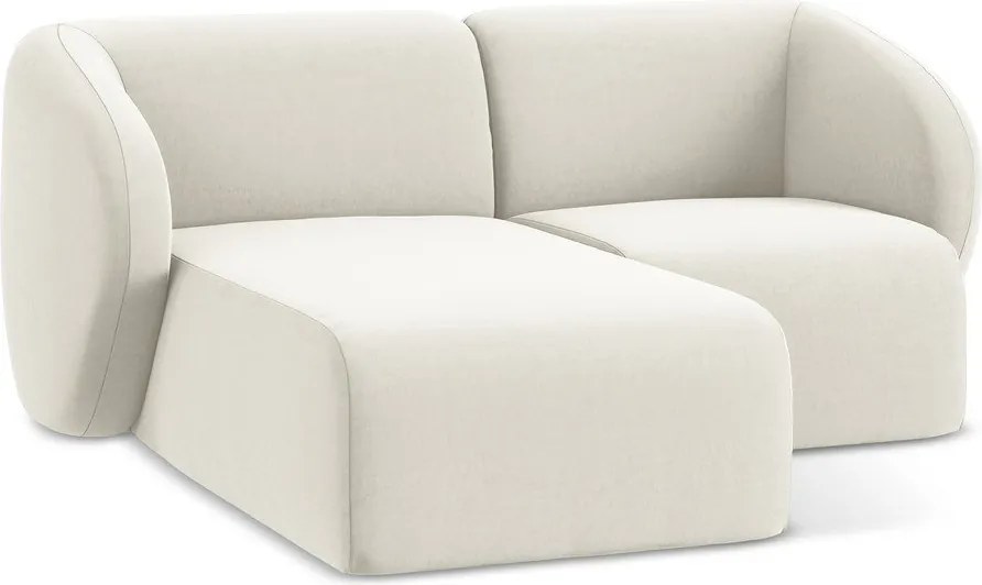 Bézs bársony sarokkanapé (bal oldali-heverő résszel) Lani – Makamii