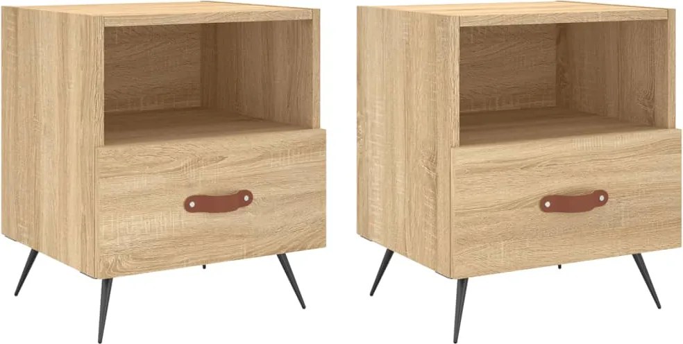 vidaXL 2 db sonoma tölgy színű szerelt fa éjjeliszekrény 40x35x47,5 cm