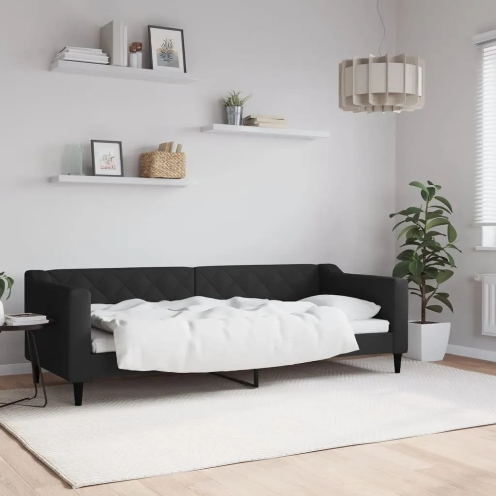 fekete szövet kanapéágy 80 x 200 cm