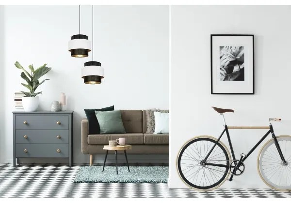 Csillár zsinóron NESS 2xE27/60W/230V á. 30 cm fekete/fehér