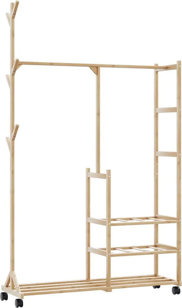 vidaXL bambusz ruhaállvány polcokkal és kerekekkel 100x38x175,5 cm