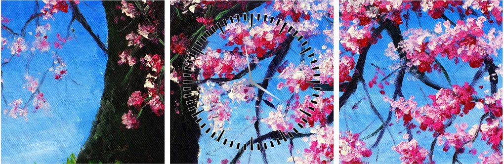 Kép festett cseresznyevirágok (órával) (90x30 cm)