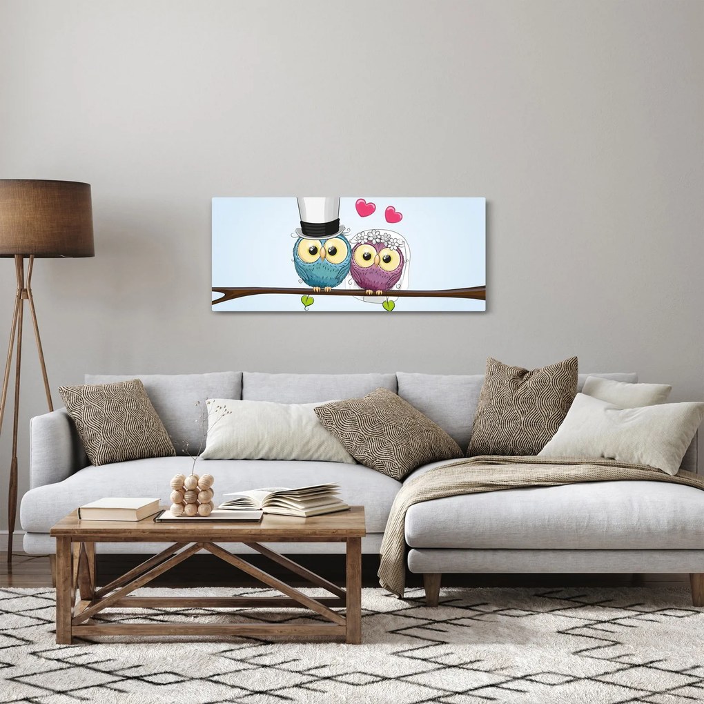 Kép - szerelmes baglyok (120x50 cm)