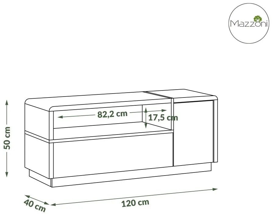 Mazzoni FOLK RTV-120 TV-állvány Antracitszürke (Sötétszürke)/ Artisan Tölgy - MODERN NAPPALIBA/SZOBÁBA