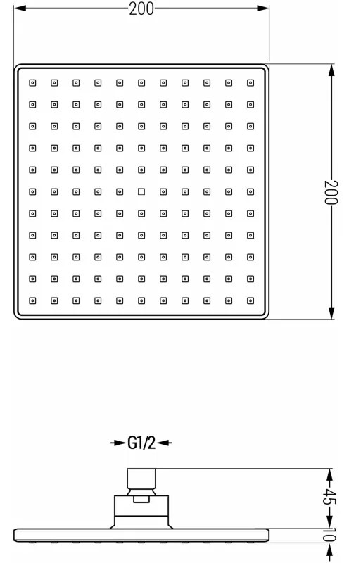 Mexen Uno DR45, rejtett zuhanygarnitúra esőzuhannyal + Doboz, fekete, 71435DR45-70